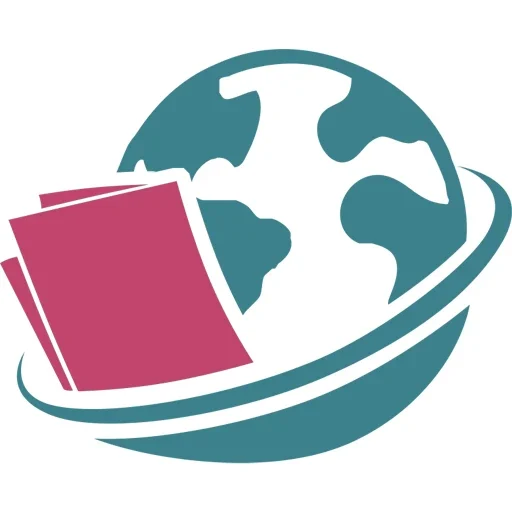 A teal globe icon flanked by pink-accented documents acting as the official logo of Veritas On The Go Solutions, sized for browser tabs.
